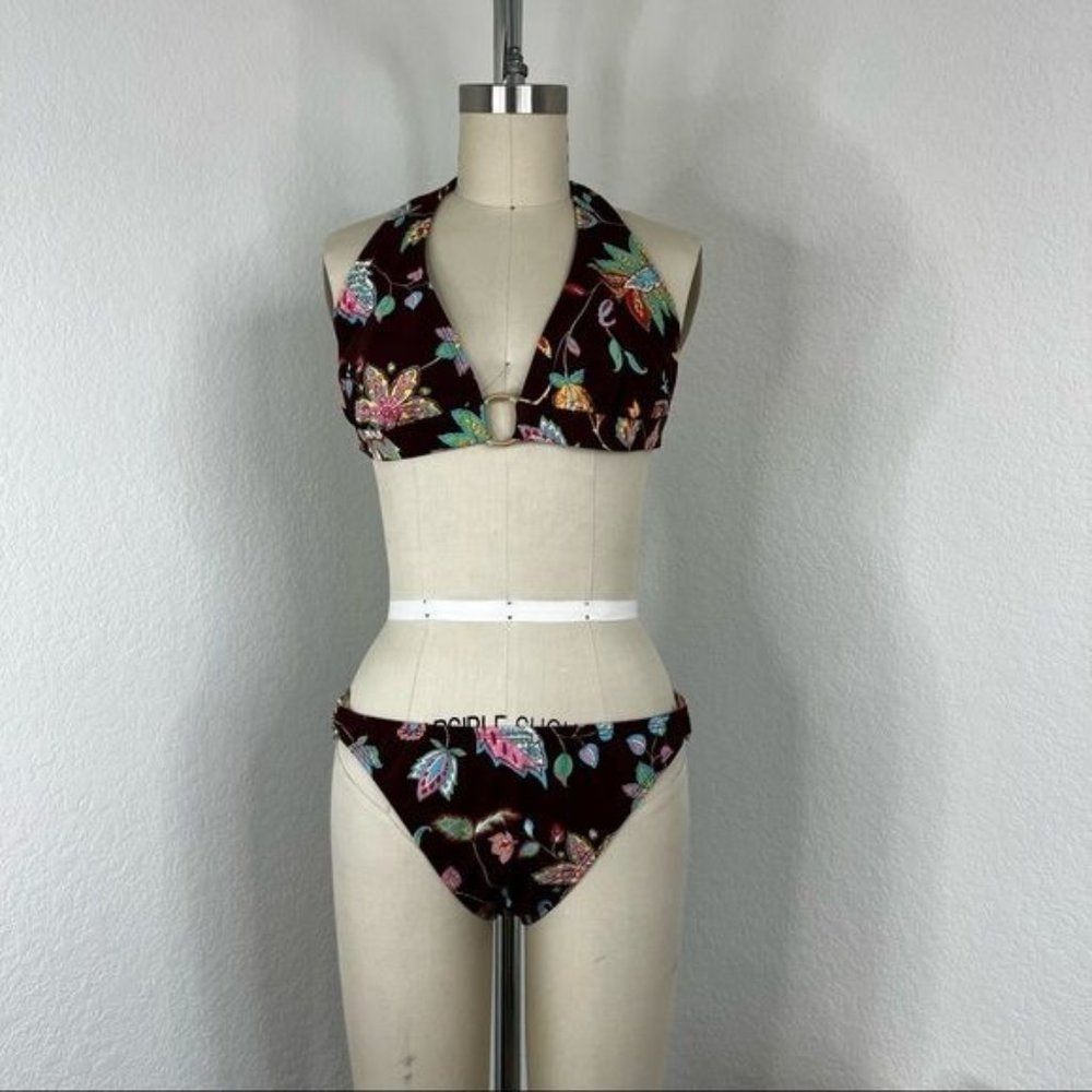 Shoshanna Metallic Floral Bikini Set